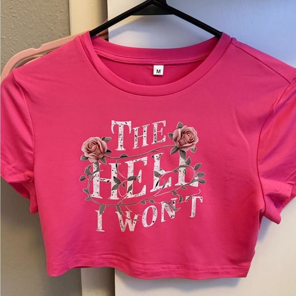 Tops - 🎀custom🎀 2/$20 Pink Graphic Crop Top